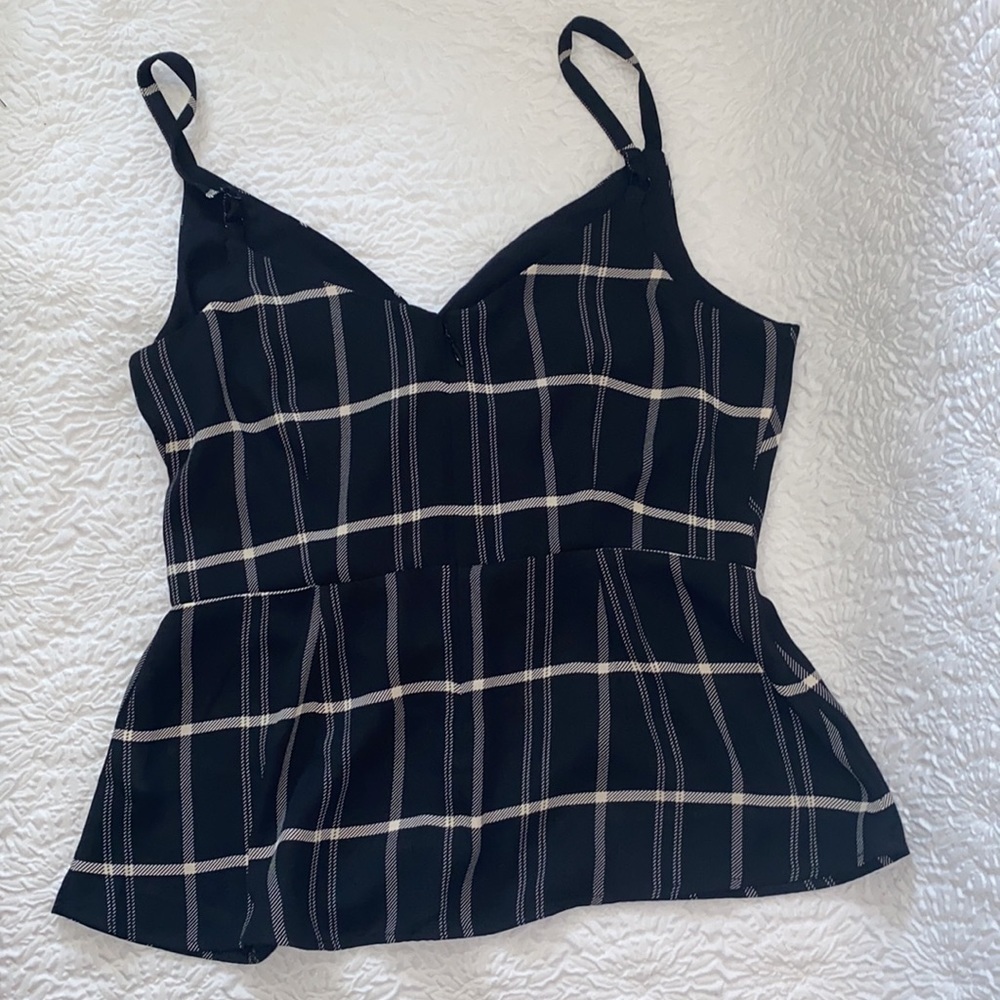 Cabi Check Crossover Cami Peplum Top - image 5